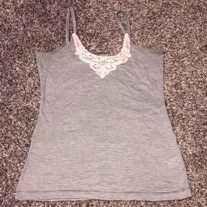 Maurices gray and white striped tank top w/ adjustable straps Size Medium